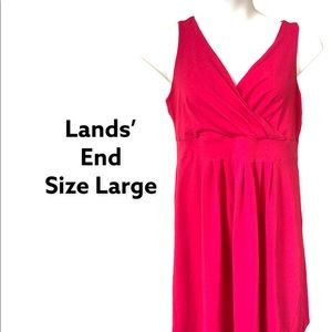Women’s Lands’ End Large (14-16) Bright Pink Casual Summer Knee Length Dress